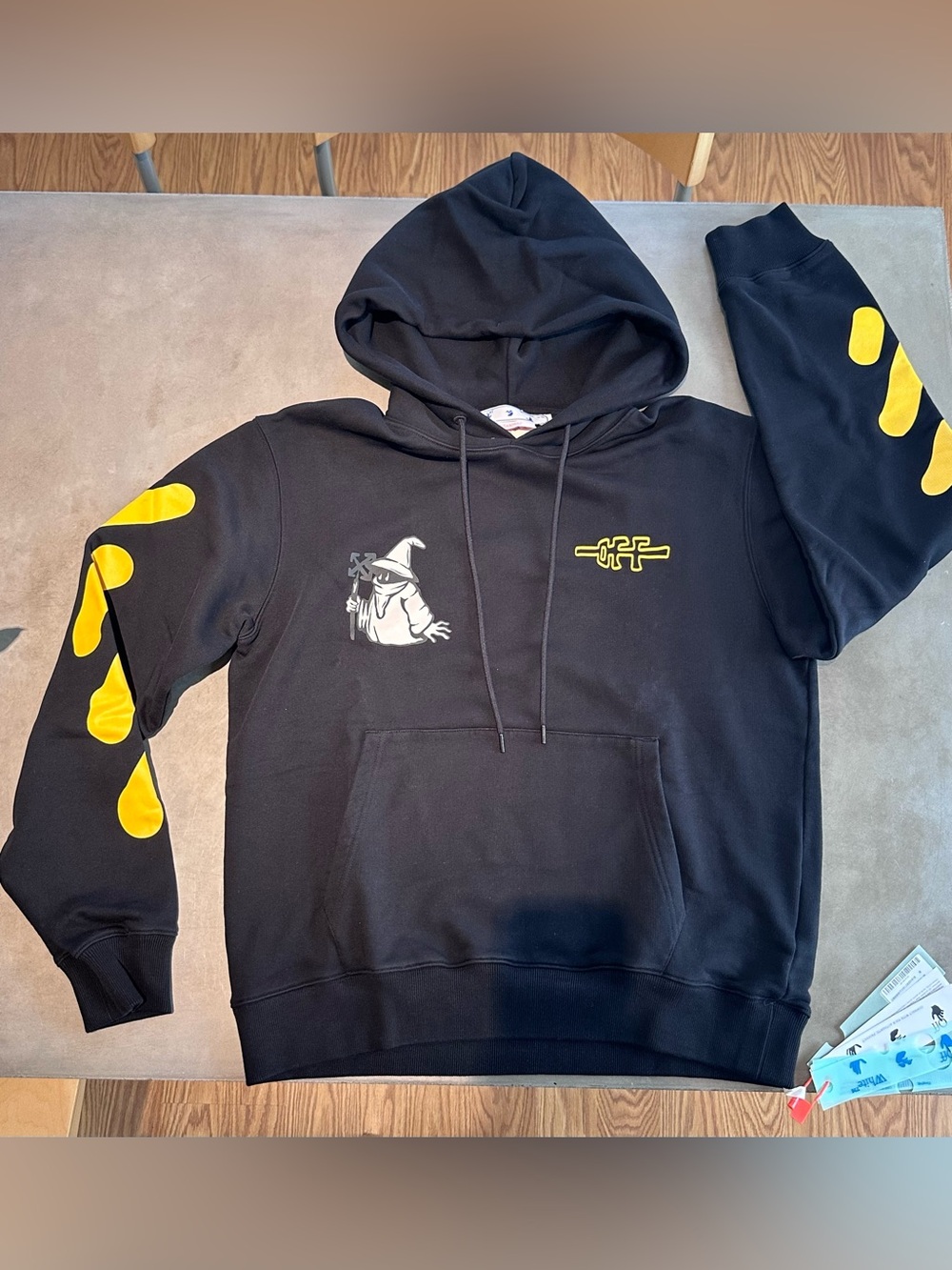 Off-White Crossed Off Wiz Slim Hoodie Black/Yellow Medium